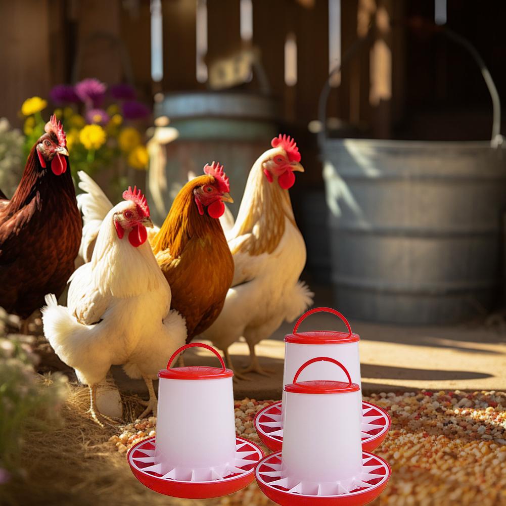 1KG Automatic Chicken Feeder Bucket Rooster Hen Feeding Farm Animal Device, Supplies Poultry Qu G2E3