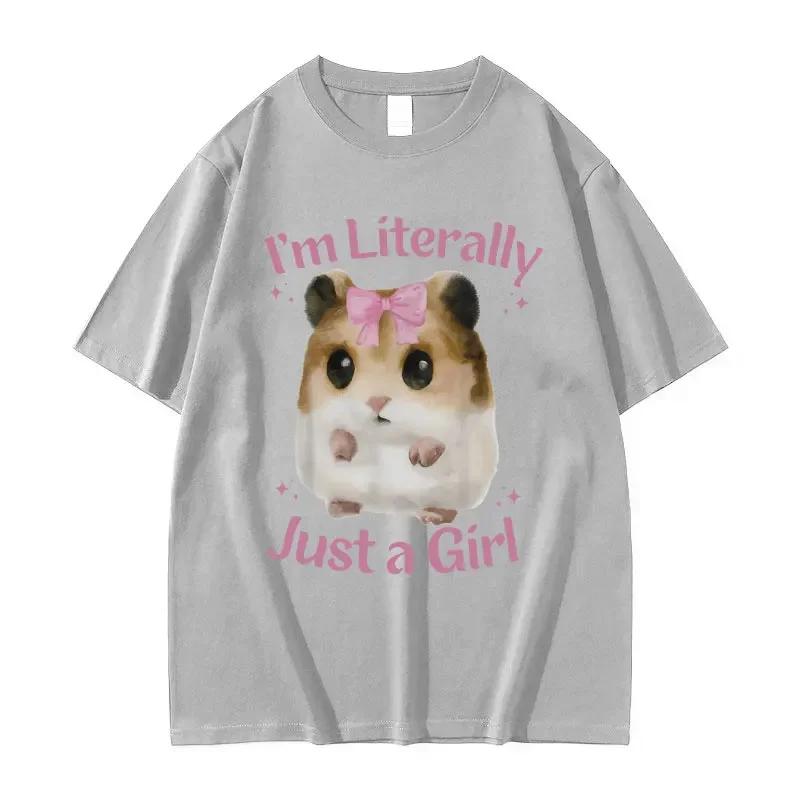 Im Really Just A Girl Cute Sad Hamster Funny Expression Pack Tshirt Womens Casual Fashion Tshirt Cute Clothing Graphic Y2K S