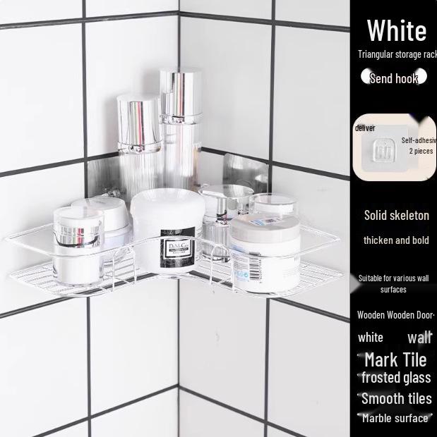 Bathroom Corner Wall Shelf, Punch-Free Mount, Washbasin Storage Rack