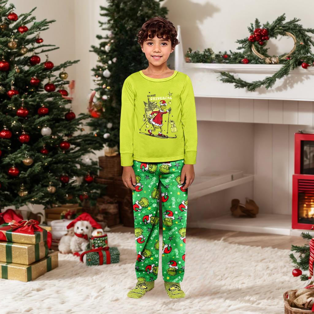 Parent-child Christmas Print Home Suit Long-sleeved Top And Pants