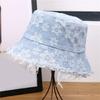 Stylish Distressed Trim Flower Print Fisherman Hat Breathable Bucket Hat for Spring Autumn Daily Outfit Fashion Headwear