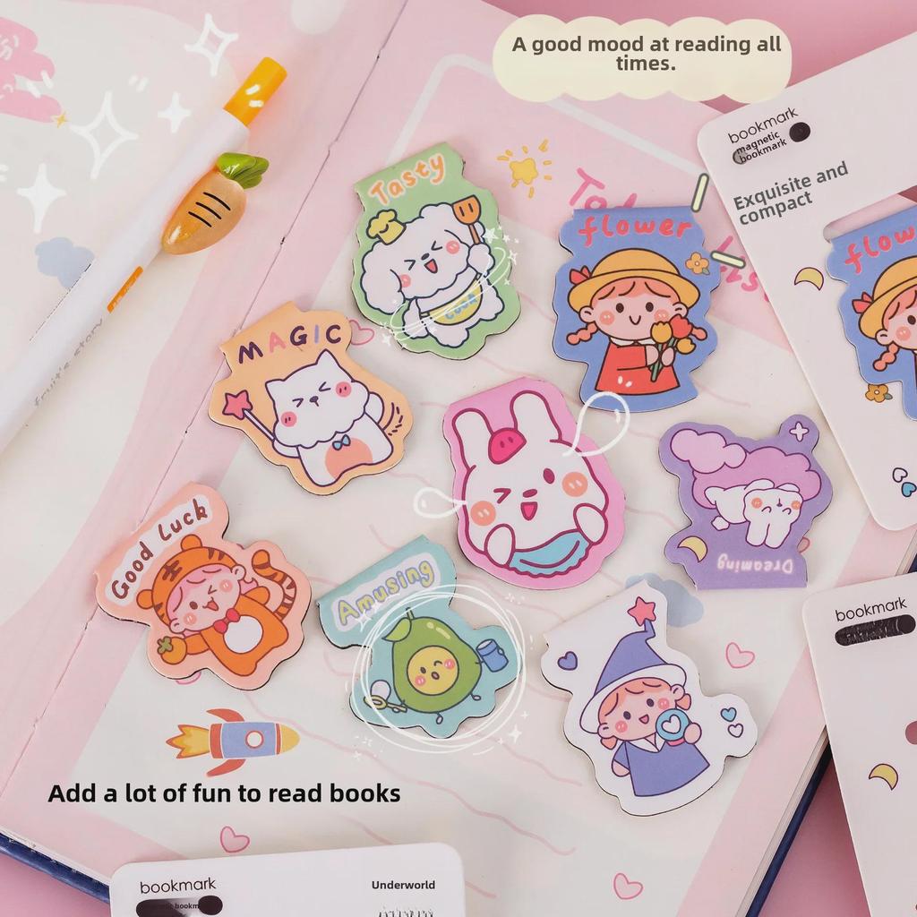 Creative Cartoon Magnetic Bookmarks - Double-Sided, Cute, Practical Clips for Kids