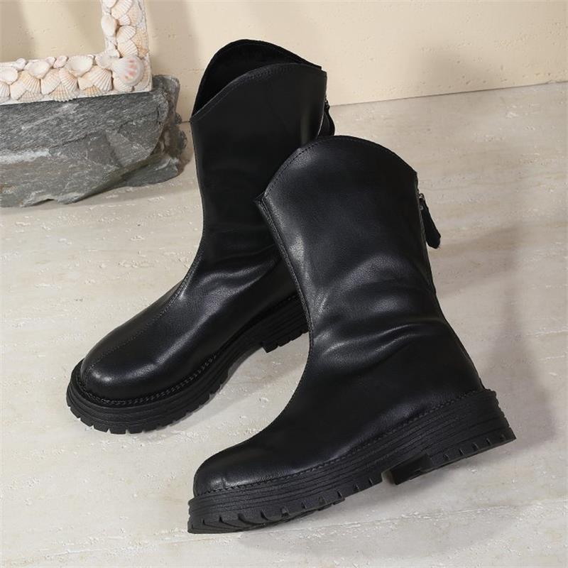 Retro Thick-soled Thick-heeled Martin Boots Winter New Ins Trendy Short Boots British Wind Locomotive Single Boots