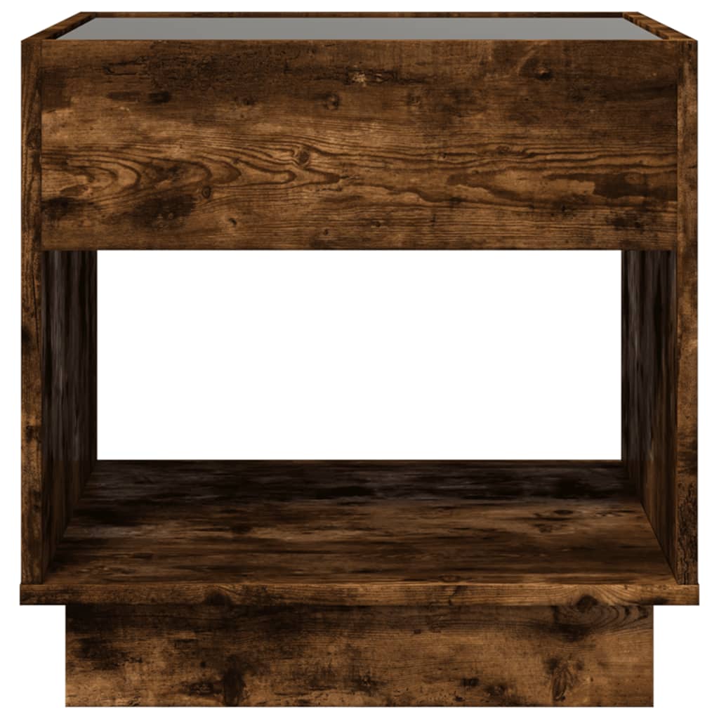 Infinity LED Coffee Table in Smoked Oak 50 x 50 x 50 cm