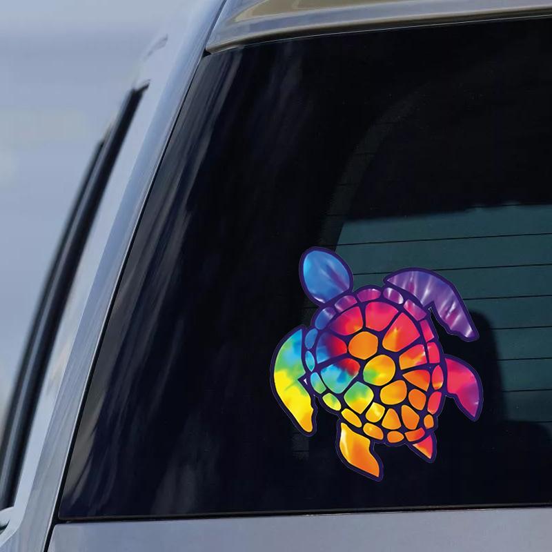 JT161#12x13cm Sea Turtle Rainbow Vinyl Sticker For Windows, Trucks, Cars, Laptops Decal