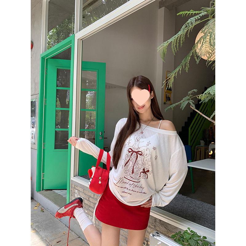 

Red People Women s 2025 Sun Protection Off-the-Shoulder White Long Sleeve T-Shirt M In Stock белый