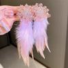 Orecchini a Frange di Piume con Diamanti Colorati Lusso Leggero Borchie di Alta Gamma Orecchini di Nicchia Retrò Autunno e Inverno Donna