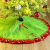 Red And Green Christmas Tree Skirt Furry Plush Christmas Tree Skirts Holiday Glittering Dot Mat Faux Round Carpet For Home Xmas Party Decor