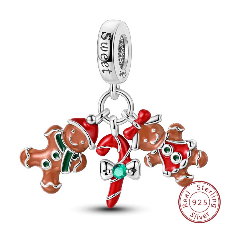 Original Copper Charms Beads Winter Snowflake Snowman Igloo Penguin Pendant Fit Bracelet Women Jewelry Gift