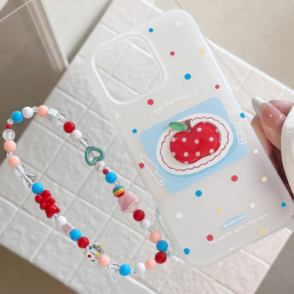 Colorful Polka Dots 17promax Three-dimensional Red Apple 16 Mobile Phone Case Iphone14 Suitable for 13 Lanyard 11 Silicone