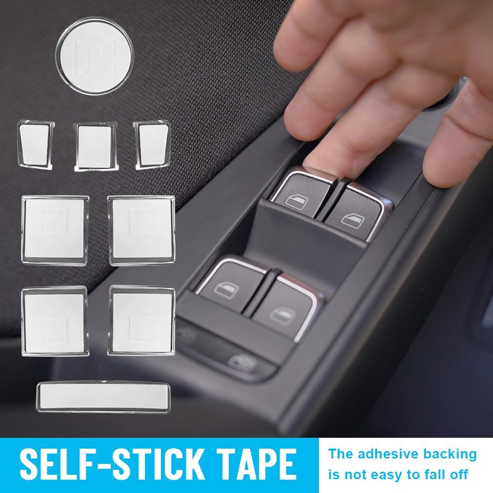 Window Switch Button Trim Cover Sticker Compatible for Mercedes Benz A B C E G GLA CLA GLK GL ML GLE Class, Interior Door Armrest Window Switch