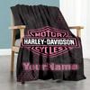 Harley-davidson Motorcycles Customize Text Blanket Lightweight Personalized Blanket Comfortable Perfect for Nap Home Decor Seaside Livingroom