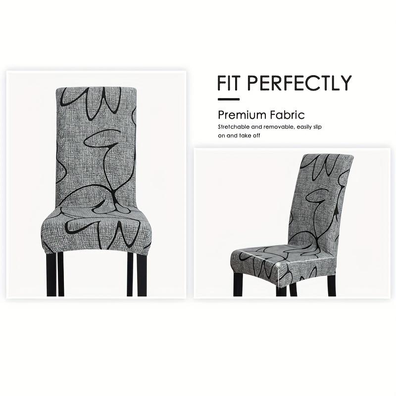 Elastic Chair Cover with Grey Floral Design, Milk Silk Material, Living Room Chair Protector, Four Seasons Dust-proof Chair Cover