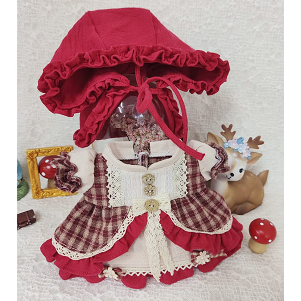 niannyyhouse 20cm Plush Clothes Red Short Cape Dress Cotton Doll Accessories Dress-Up