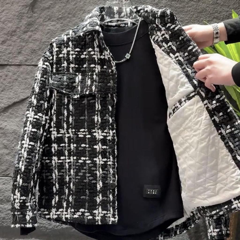 Men's Retro Style Cotton-Padded Jacket - Thick Yarn Weave, Warm & Trendy for Autumn/Winter