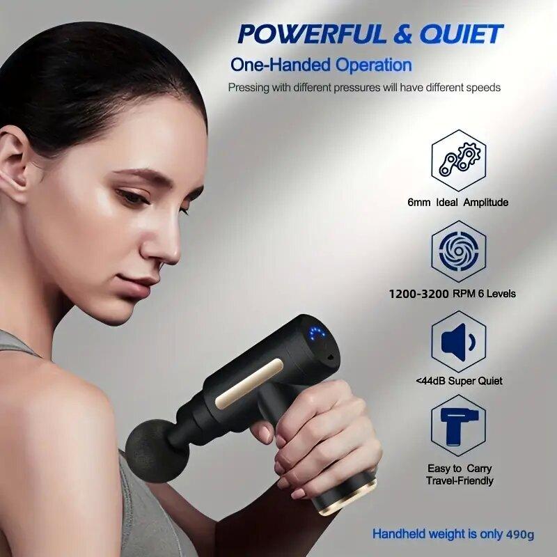 Mini Massage Gun Muscle Massager With 6 Speeds Type-C Charging Portable Electric Handheld Body Massager