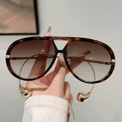 Lüks Marka Tasarımcı Oversize Pilot Güneş Gözlüğü Kadın Erkek İçin Popüler Vintage Güneş Gözlüğü Punk Çift Köprü Gözlük