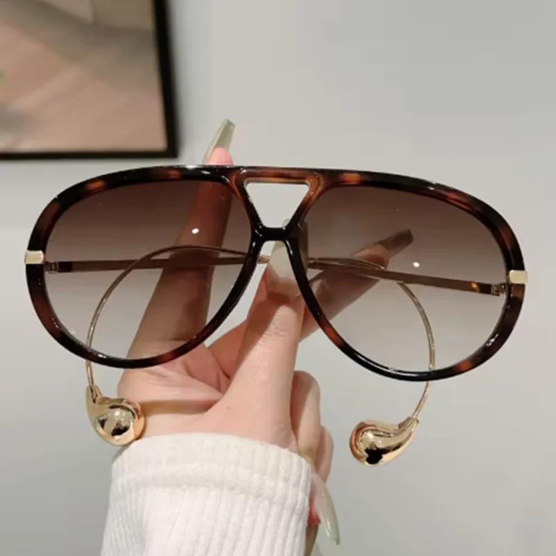 Fashion Women Luxury Glasses Oversized Pilot Sunglasses Women For Men Popular Vintage Sun Glasses Punk Double Bridge Eyeglasses