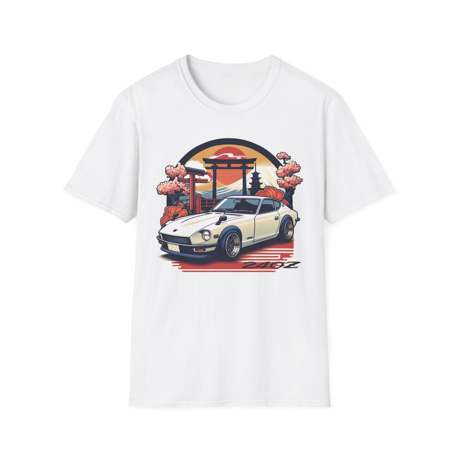 

Винтажная футболка Datsun 240Z в японской эстетике - Унисекс белая футболка с графикой - Маст-хэв для энтузиастов JDM и любителей ретро-стиля L