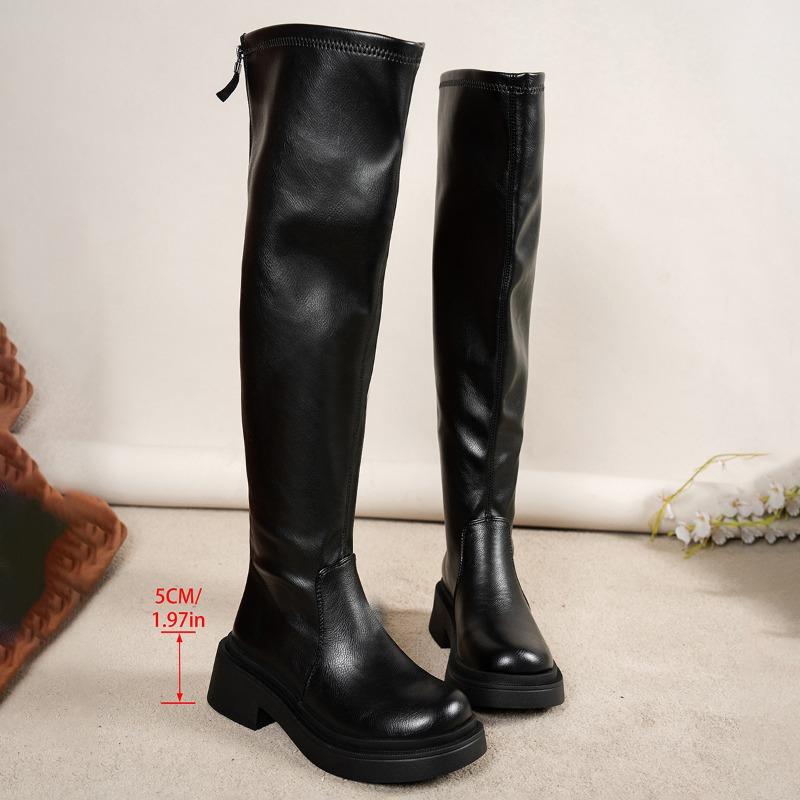 Over-the-knee Plus-size Shoes, Long Boots, Women's Shoes, New Autumn and Winter Thick-soled Slimming Long Boots