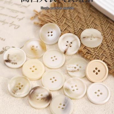 Versatile Beige Resin Coat Buttons: Summer Wear Woolen Round Four-Hole Design for Men and Women