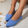 Fashion Plus Size Flats Summer New Pointed Toe Shallow Mouth Knit Flying Wire Breathable Soft Sole Non-Slip Wear-Resistant Single Shoes