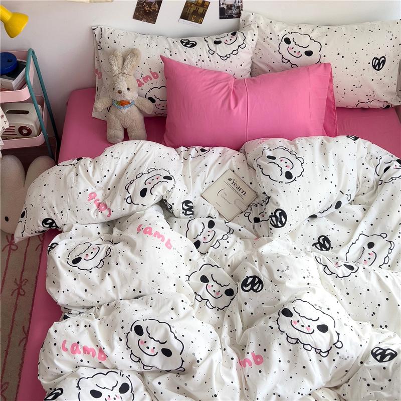 Set de lenjerie de pat 100% bumbac nor ultra-moale prietenos cu pielea set de 4 piese husă de plapumă respirabil clasa A textile de casă