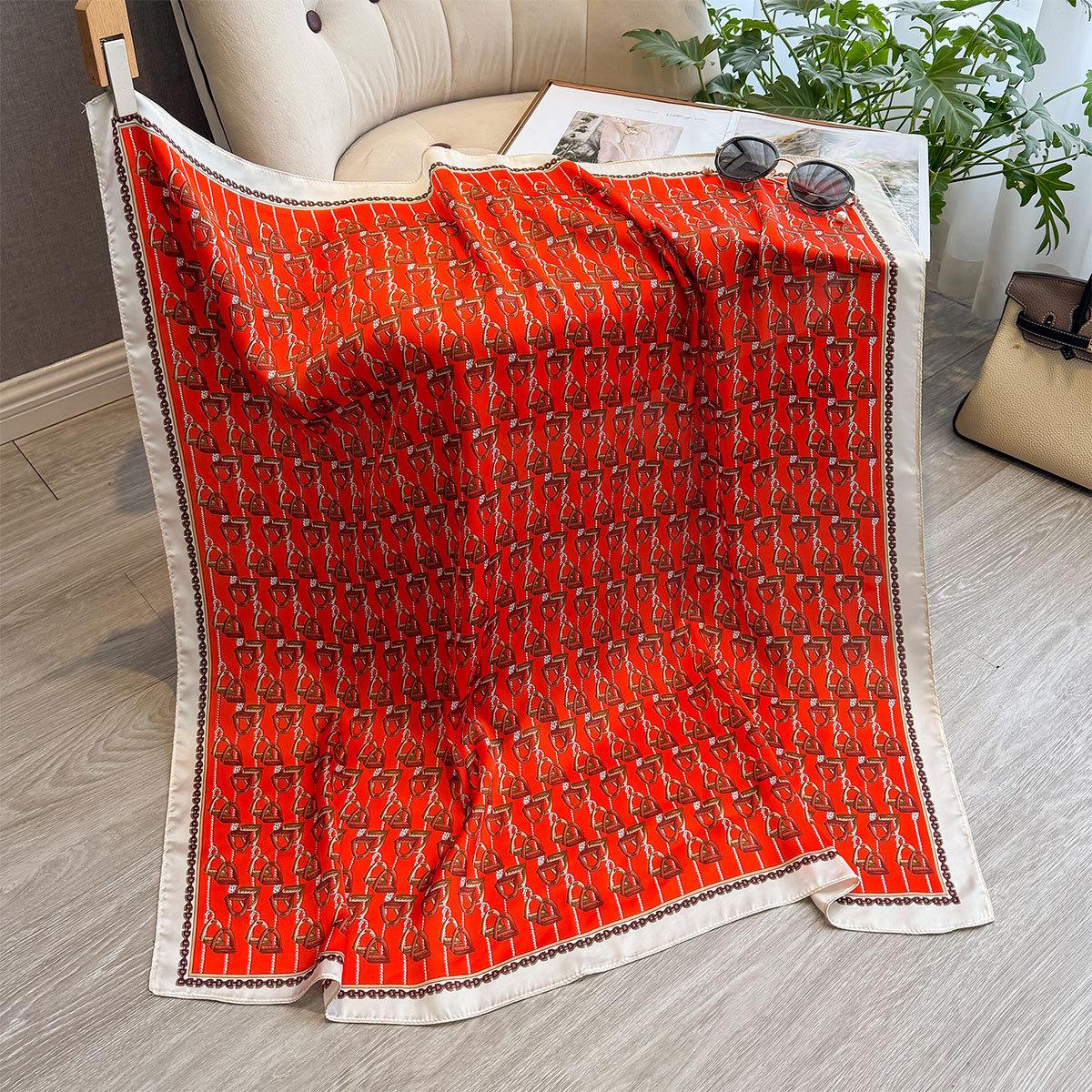 

Весенне-осенняя мода Универсальный большой квадратный шарф 90 см Шарф Имитация шелка Шаль Женский атласный головной платок 90*90 красный