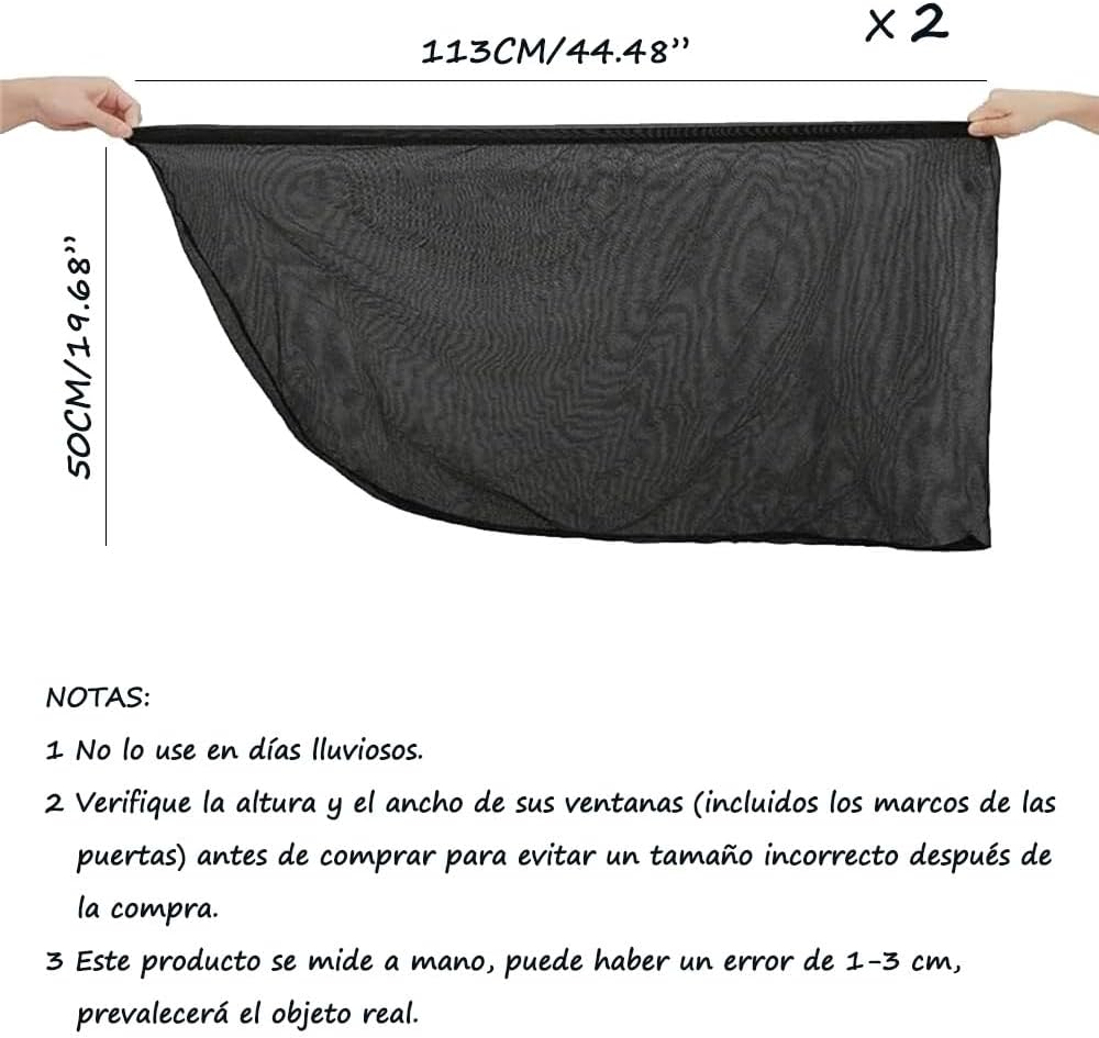 Window side rear shade mosquito cover Black 2 pack