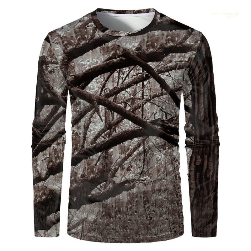 Men Camouflage Forest Hunting T-shirt Utdoor Quick Drying Breathable Hiking Long Sleeve T-shirt Fishing Camping Sports Tops Tees