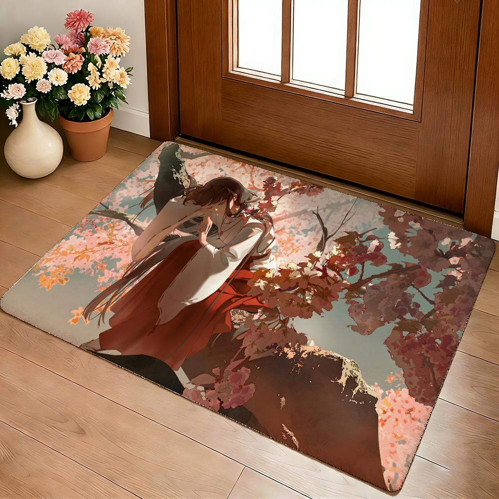 Animel-Inuyasha Floor Mat Cozy Flannel Soft Thick Non-Slip Mat For Living Room Bedroom Kitchen Decor Rugs