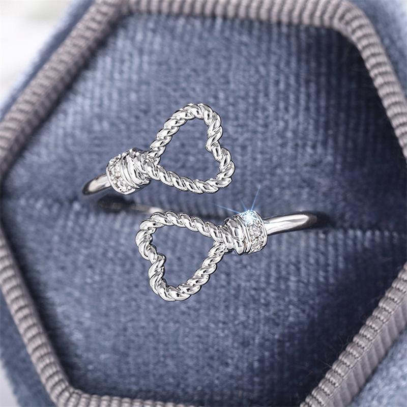 1Pc Heart-shaped Simple Ring, Adjustable Opening, Hemp Rope Ring, Peach Heart-shaped Accessories