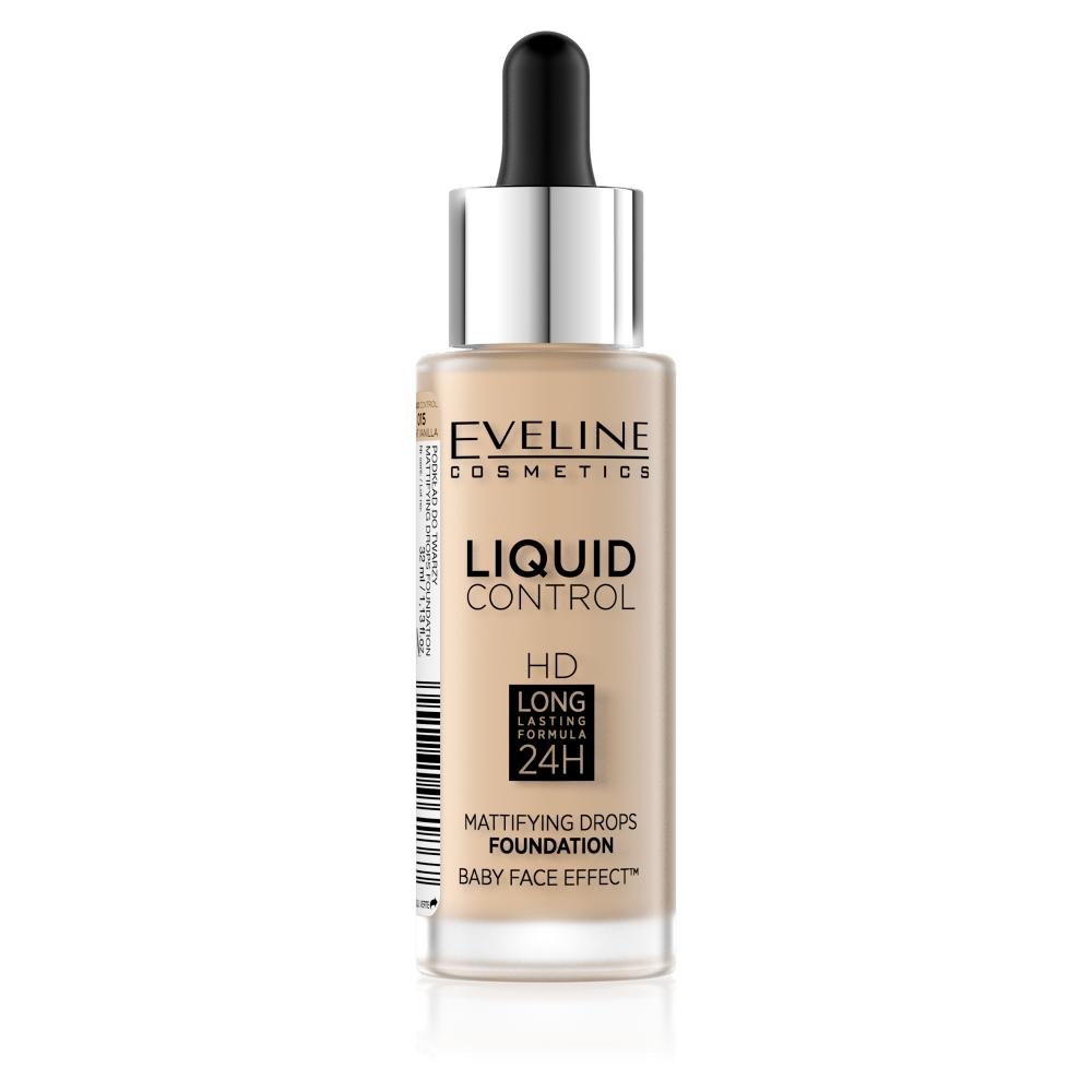 Eveline Liquid Control HD Face Foundation with Dropper 015 Light Vanilla, 32 Ml