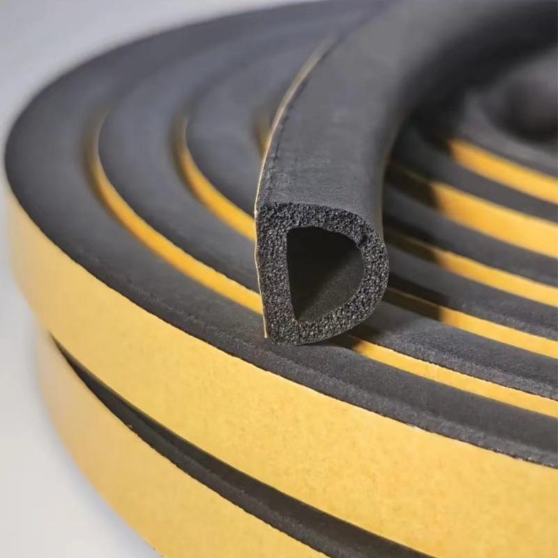 D-Type Self-Adhesive EPDM Rubber Door & Window Insulating Seal: Windproof, Soundproof, Heat Insulation & Anti-Collision Strip.