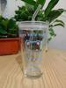 New 480ML Kawaii Glass Straw Cup with Cover Cartoon Water Cup Drinkware Juice Tea Coffee Milk Cup Glass Mugs Gift