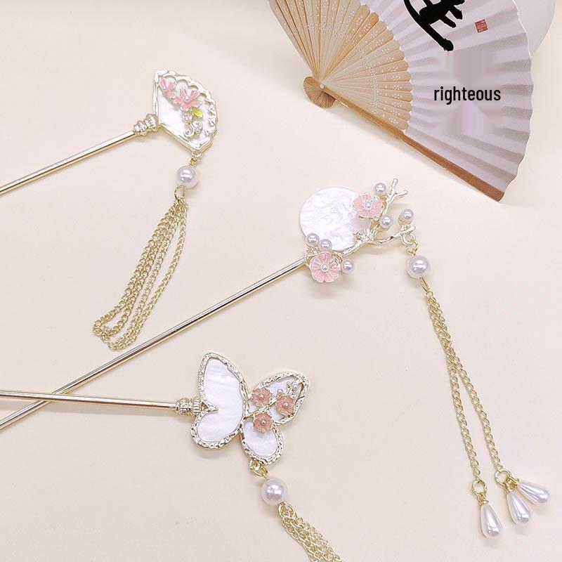 Retro Butterfly Fan Tassel Hairpin for Women: New Style Hanfu Accessory