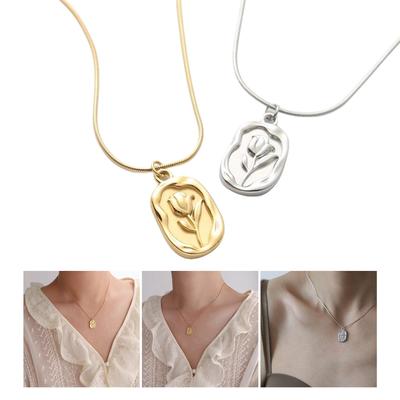 Fashion Tulips Rose Pendant Necklace Adjustable Chain Length Choker Neckchain Accessories for Fashionable Women