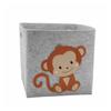 Gray Felt Fabric Storage Box with Cartoon Animals for Kids Rooms