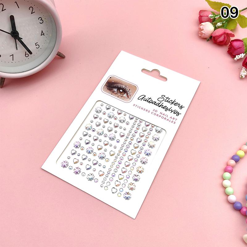 Gesichtsstein-Aufkleber 5D Bunter Strass-Tattoo-Lidschatten-Aufkleber für Festival Nägel Körper Make-up Bling Schmuck DIY Dekor