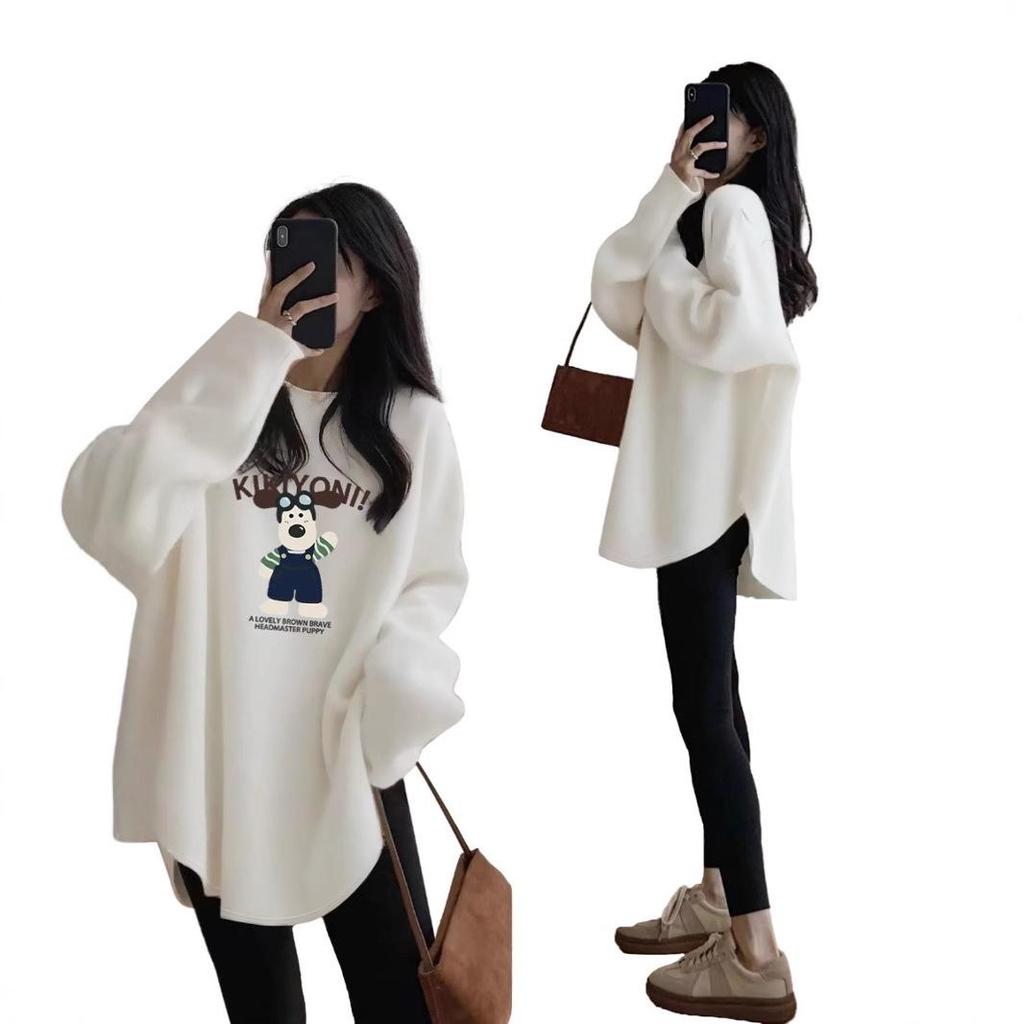 2025 A/W Women's Double-Sided German Velvet Thickened Long-Sleeve Hip-Covering Mid-Length Top
