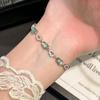 New Chinese Gourd Sterling Silver S925 Bracelet Women's Natural Blue Water Jadeite Dangerous Material National Tide Style Retro Exquisite Hollow Model
