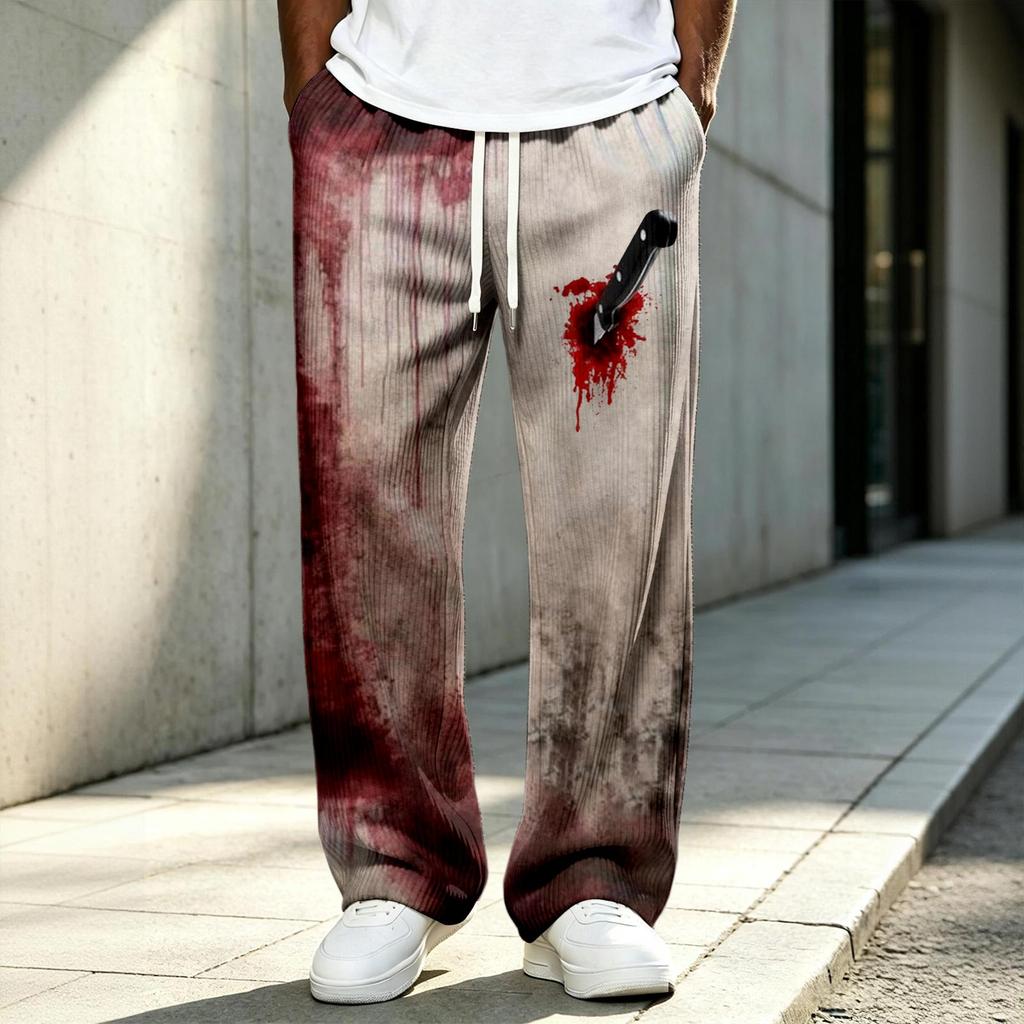 Herren Halloween Gestrickte Lange Hose mit Aufdruck für Feiertagskleidung