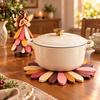 Whimsical Fairy Table Ornament Foldable Wooden Trivet, Heat-Resistant Protector, 2-in-1 Figurine & Flower Heat Resistant Placemat for Kitchen