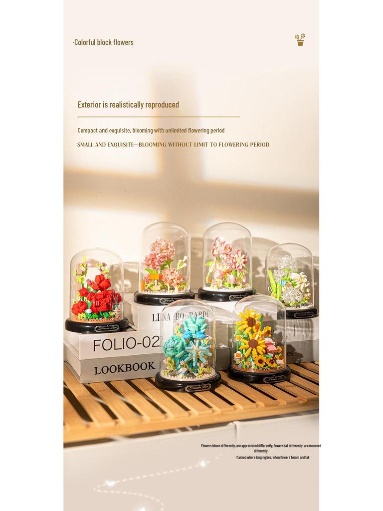 Ewiger Rosenstrauß Bausteine - Kompatibel mit Lego, Perfektes Geburtstagsgeschenk für Mädchen