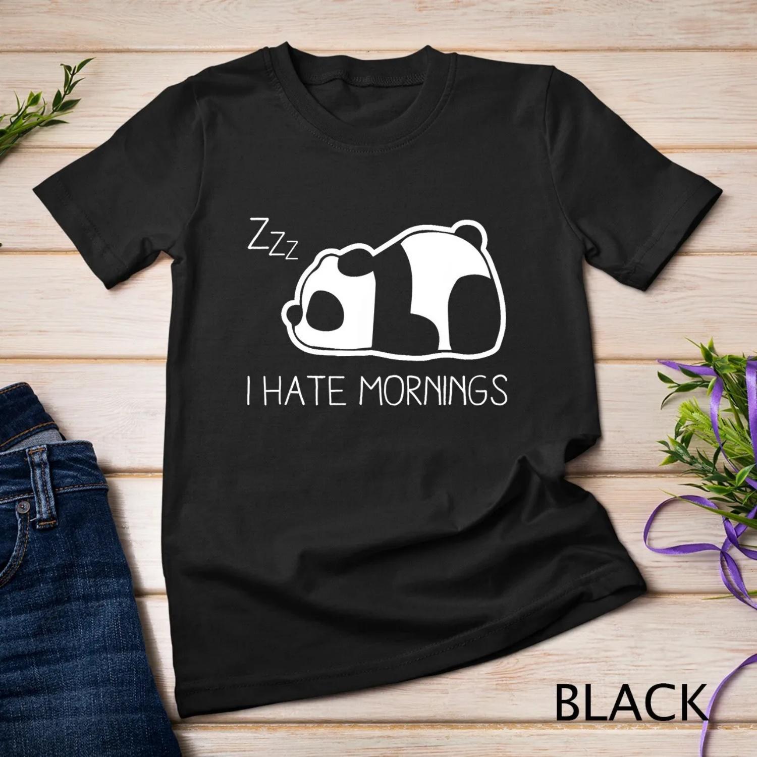 I Hate Mornings Panda T Shirt S чёрный
