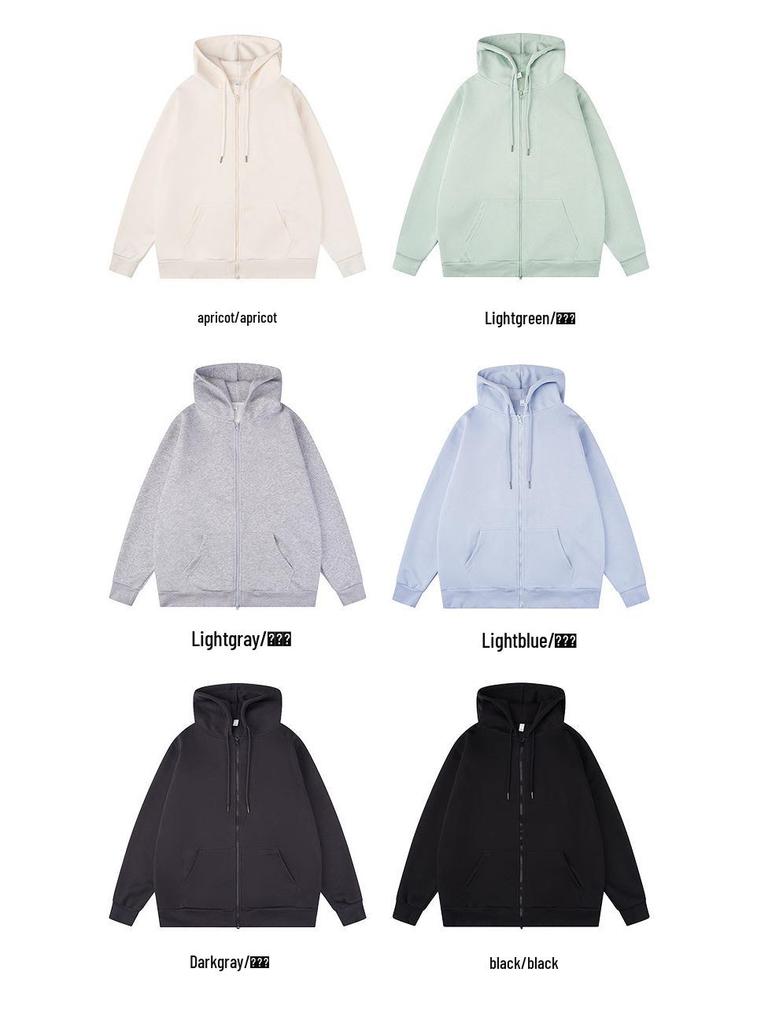 Custom Men's 330g Regular Fit Zip-Up Hoodie with Logo Print