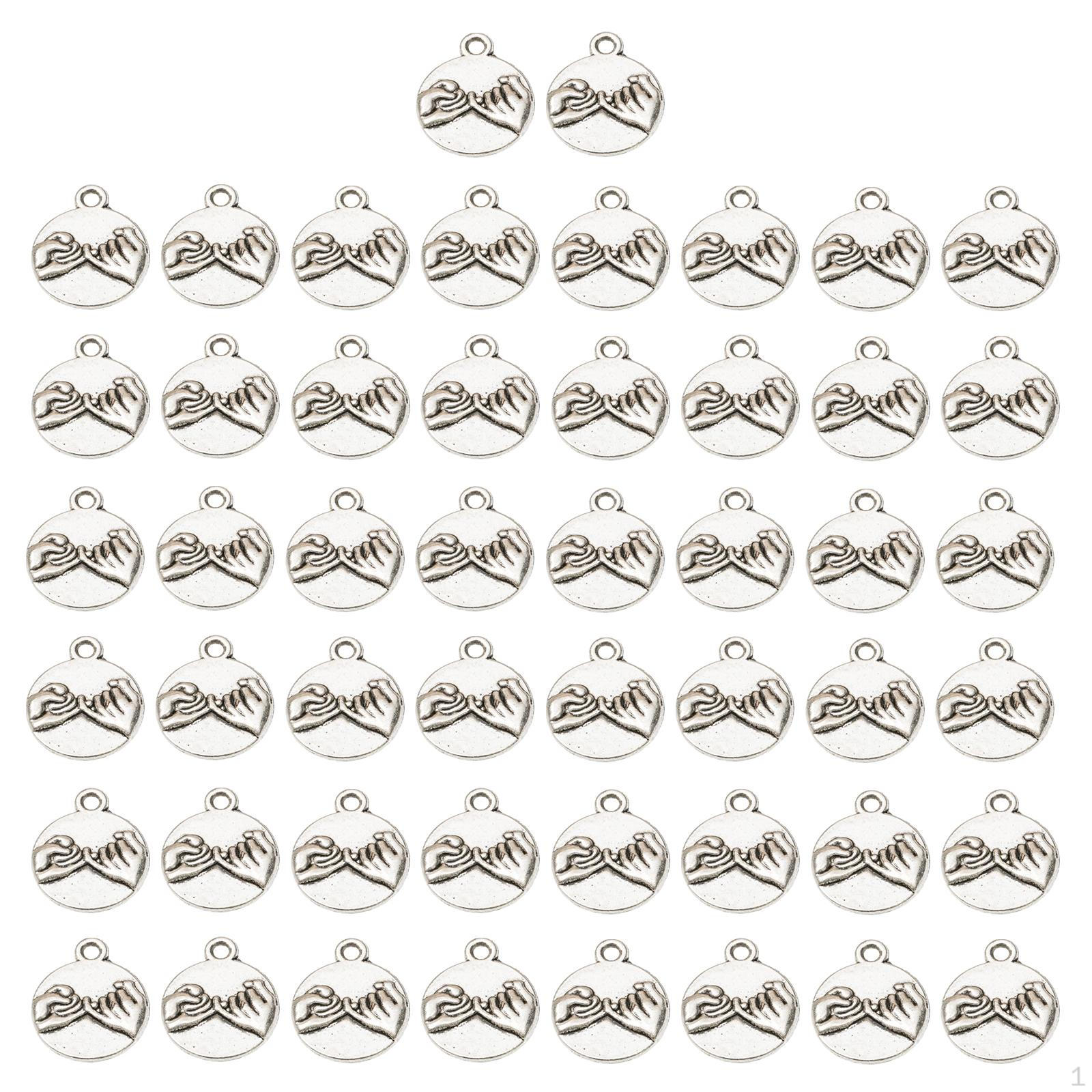 50 Pieces Necklace Pendants Jewelry Making Accessories Earrings Zinc Alloy Charm Ancient Silver