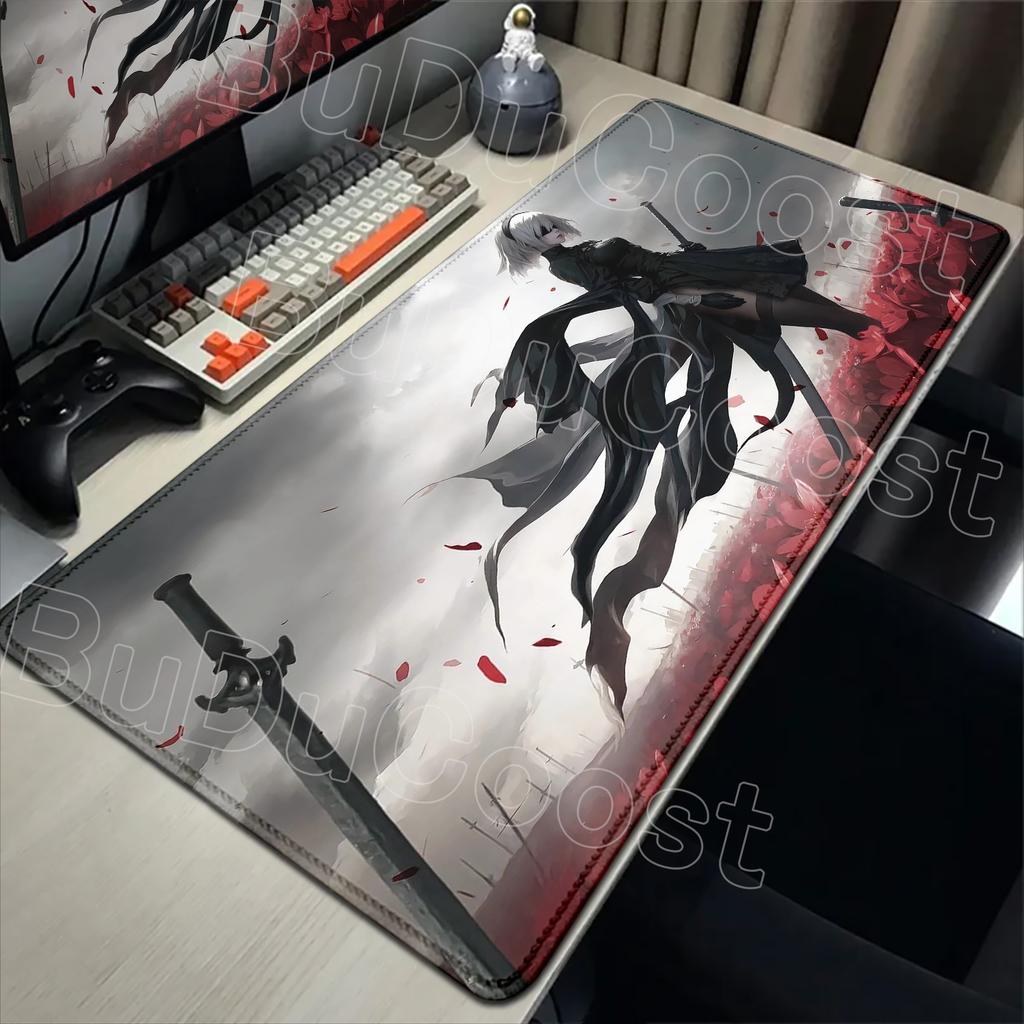 E-sports Pretty NieR:Alfombrilla de ratón Automata 2B Alfombrilla de goma grande para mesa Alfombrilla de ratón para juegos de PC Alfombrilla para escritorio de portátil Alfombrilla antideslizante para teclado de ordenador