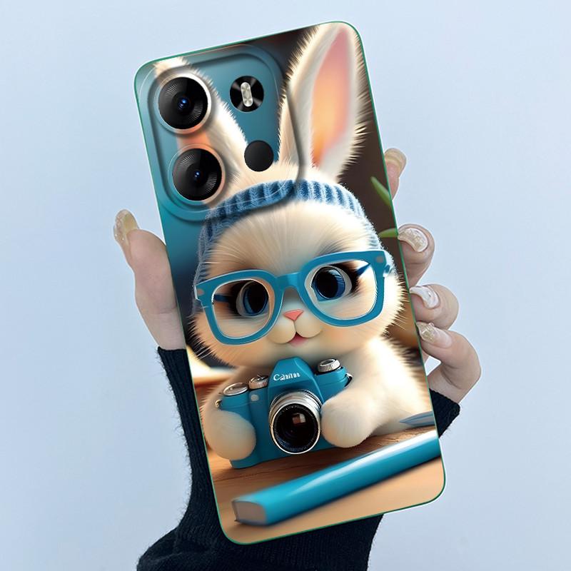 For Tecno Spark Go 2023 Pop 7 Pro BF7 Infinix Smart 7 Plus Smart7 HD Case Lovely Cartoon Cat Liquid Silicone Soft TPU Back Cover