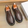 Luxury Men's Plus Size Leather Shoes Man Round Toe Thick-Soled Height Increase Lace-Up Formal Business Wedding Work Men Shoes